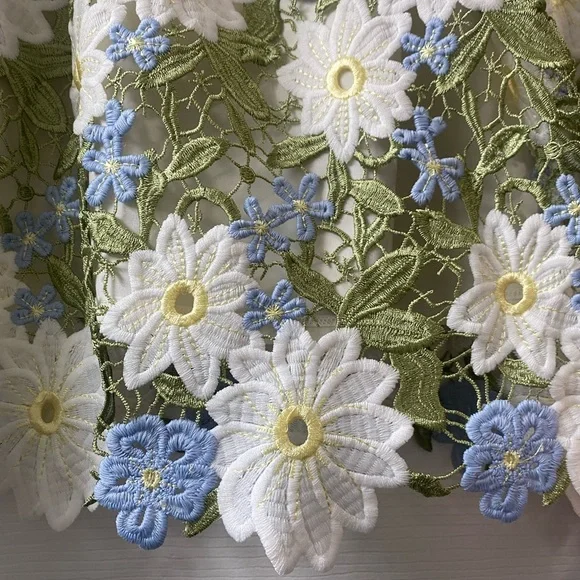 Mestiza New York Floral Lace Scolloped Cataleya Mini Formal Summer Dress - Picture 6 of 14